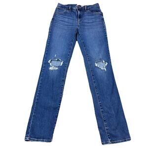 Levi's 724 High Rise Straight Jeans Womens 28 Distressed Stretch Medium Wash